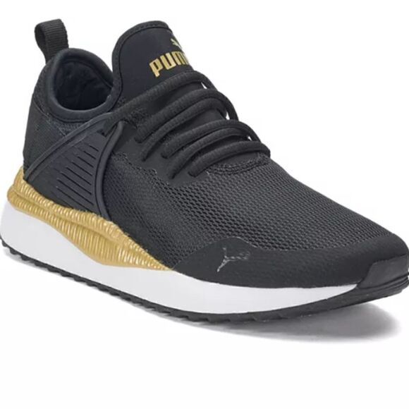 Puma 7.5 Pacer Next Cage running sneakers black gold - Picture 1 of 9